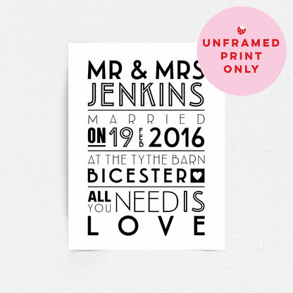 Custom Mr & Mrs Wedding Print - Art Deco