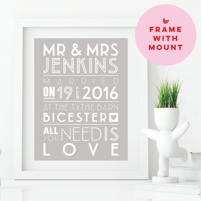Custom Mr & Mrs Wedding Print - Art Deco