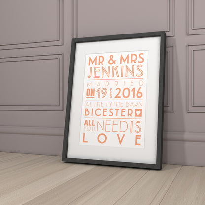 Custom Mr & Mrs Wedding Print - Art Deco