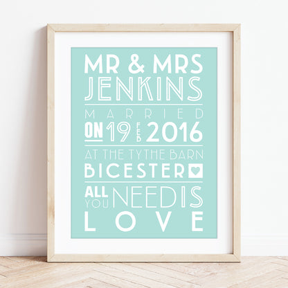 Custom Mr & Mrs Wedding Print - Art Deco