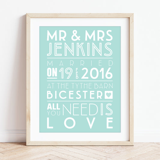 Custom Mr & Mrs Wedding Print - Art Deco