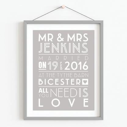 Custom Mr & Mrs Wedding Print - Art Deco