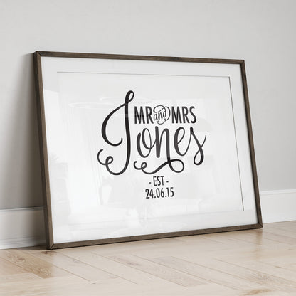 Custom Mr & Mrs Print - Script Name