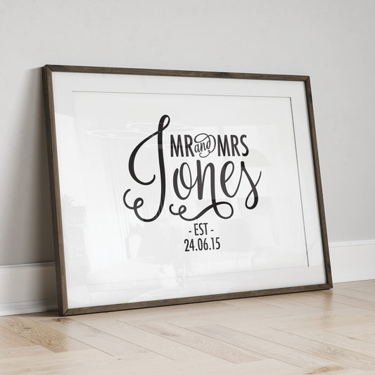 Custom Mr & Mrs Print - Script Name