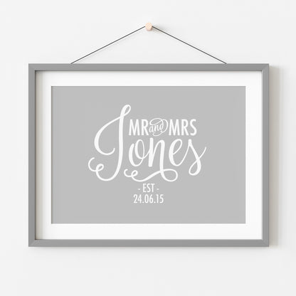 Custom Mr & Mrs Print - Script Name