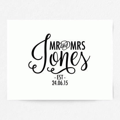 Custom Mr & Mrs Print - Script Name