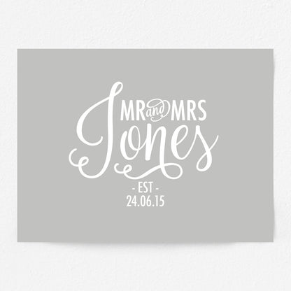 Custom Mr & Mrs Print - Script Name