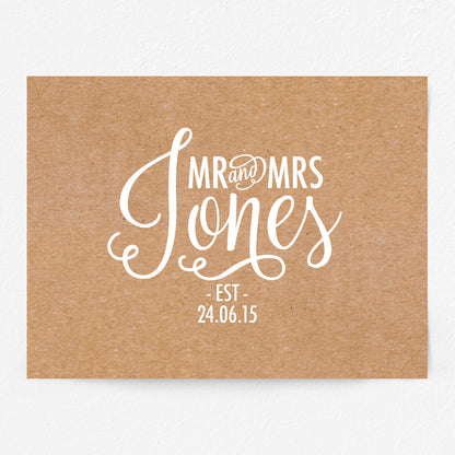 Custom Mr & Mrs Print - Script Name