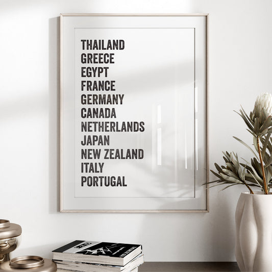 Custom Travel Print - Place Names List