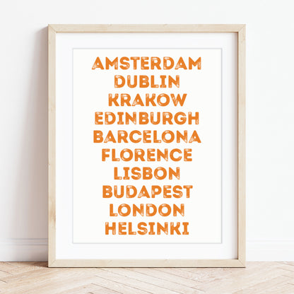 Custom Travel Print - Place Names List