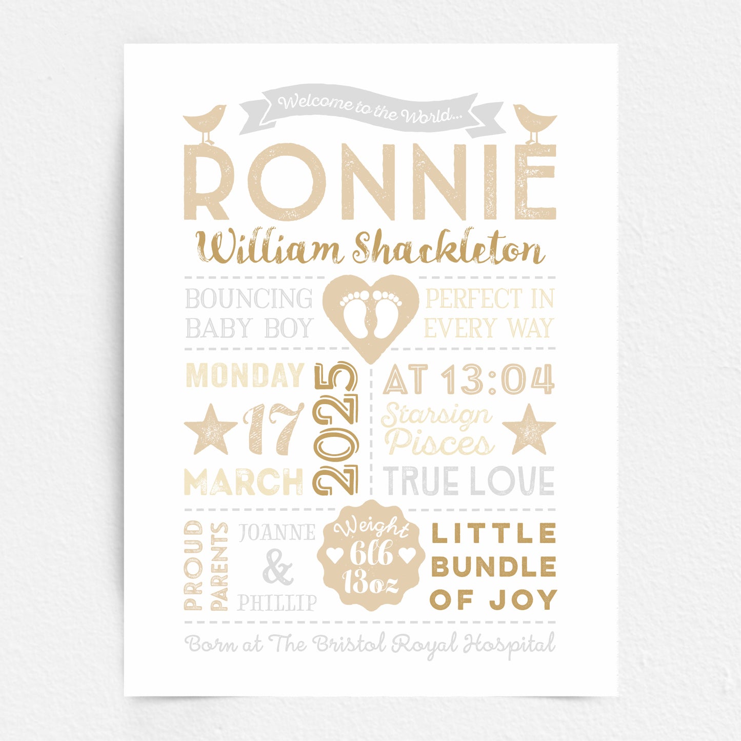 Custom Baby Print - Boy Retro Style