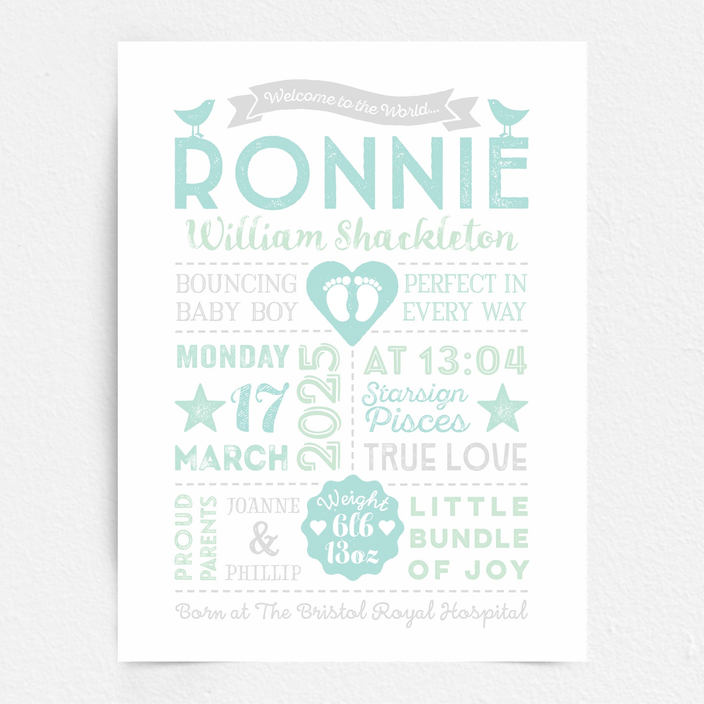 Custom Baby Print - Boy Retro Style