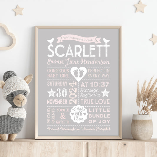 Custom Baby Print - Girl Retro Style