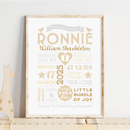 Custom Baby Print - Boy Retro Style