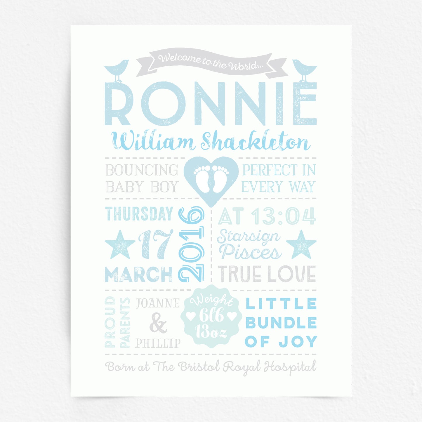 Custom Baby Print - Boy Retro Style