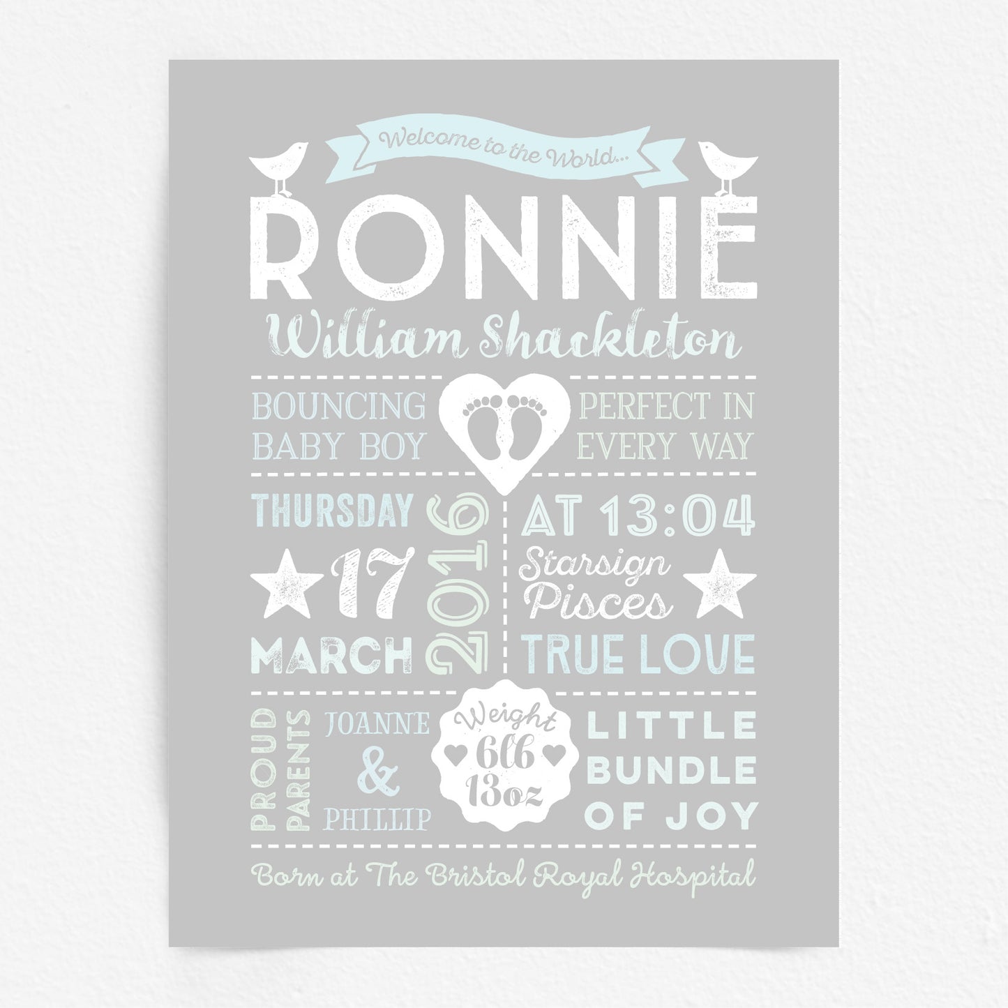 Custom Baby Print - Boy Retro Style