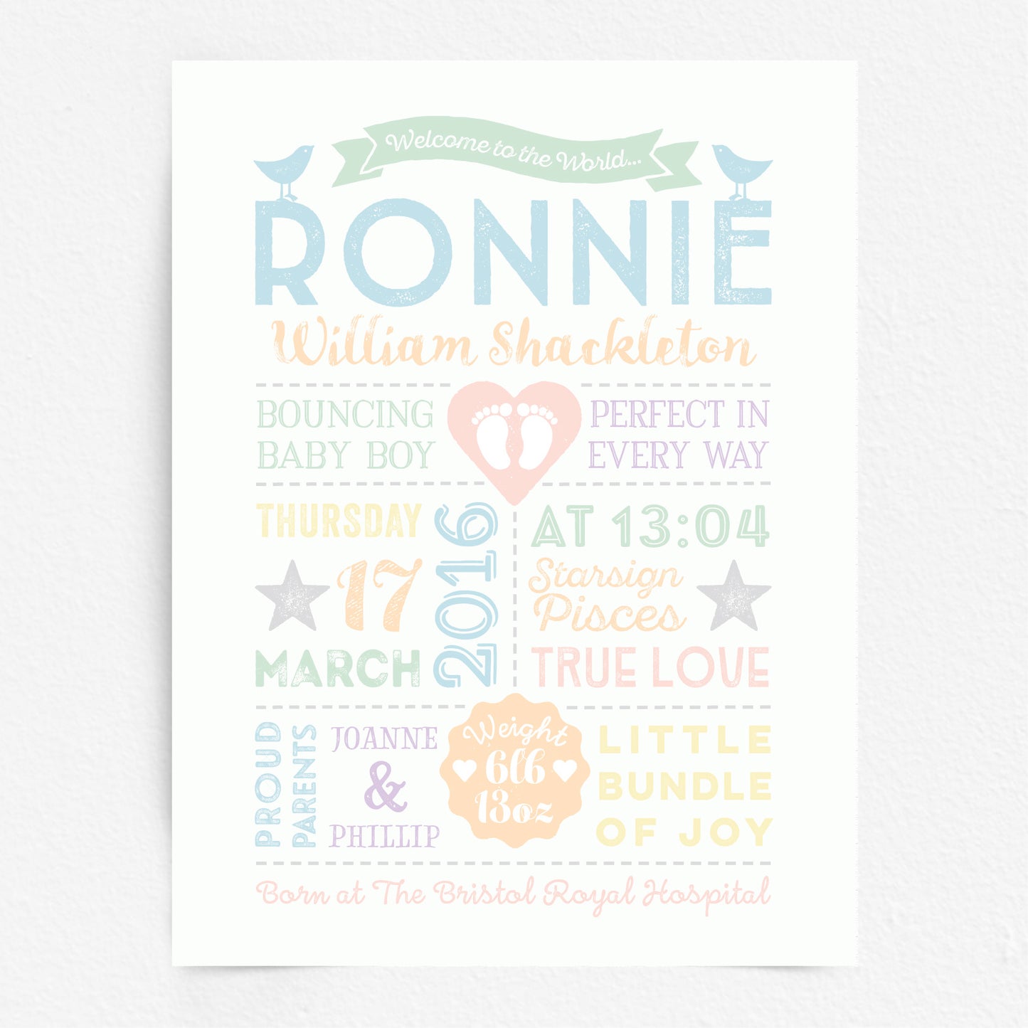 Custom Baby Print - Boy Retro Style
