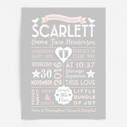 Custom Baby Print - Girl Retro Style
