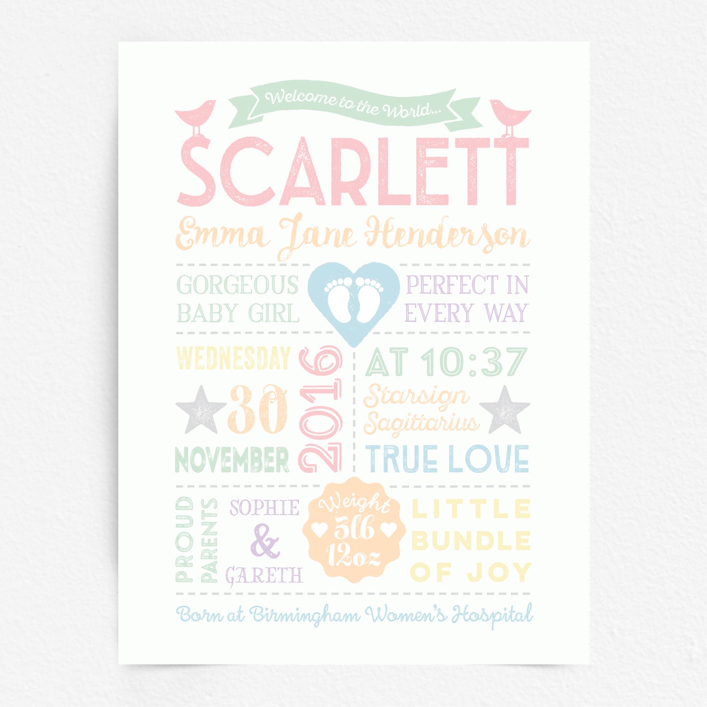 Custom Baby Print - Girl Retro Style