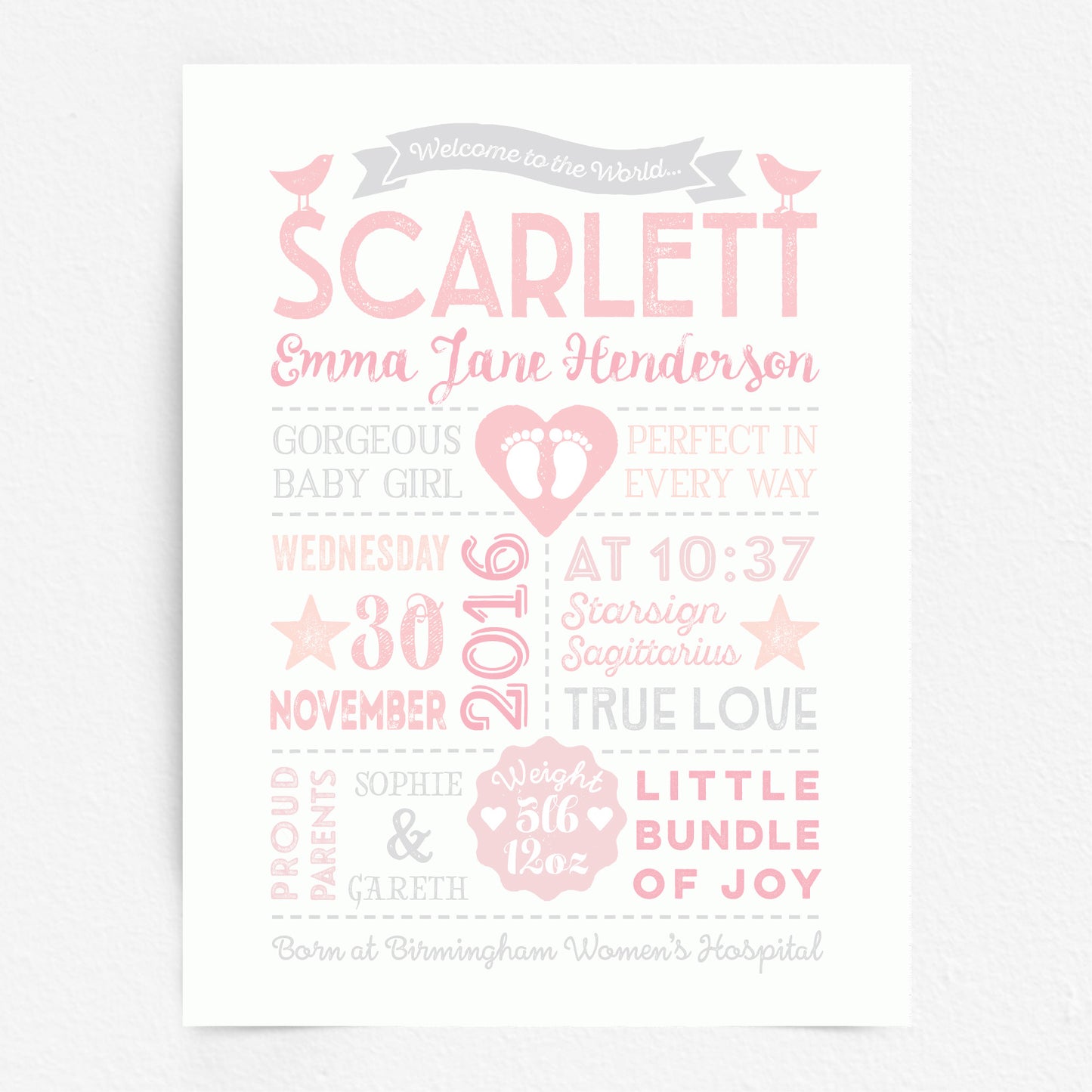 Custom Baby Print - Girl Retro Style