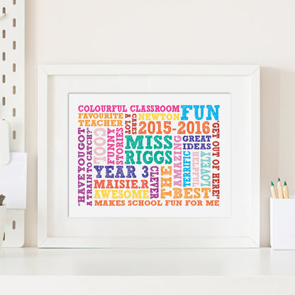 Custom Teacher Word Art Print