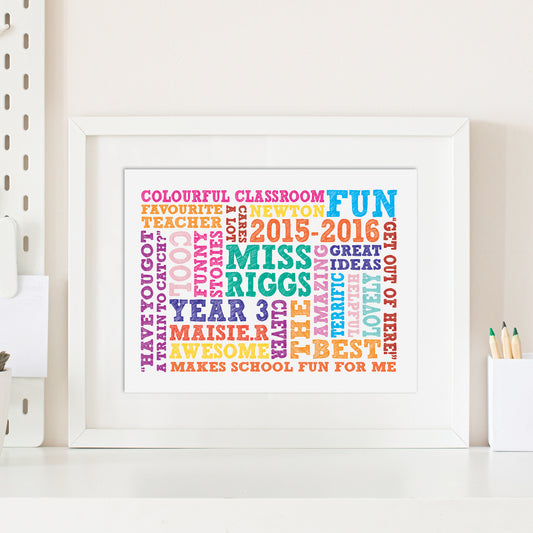 Custom Teacher Word Art Print