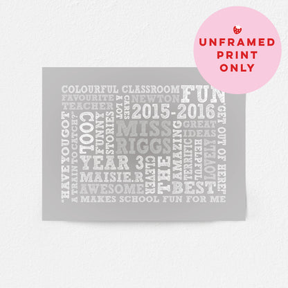 Custom Teacher Word Art Print