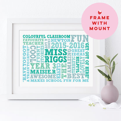 Custom Teacher Word Art Print