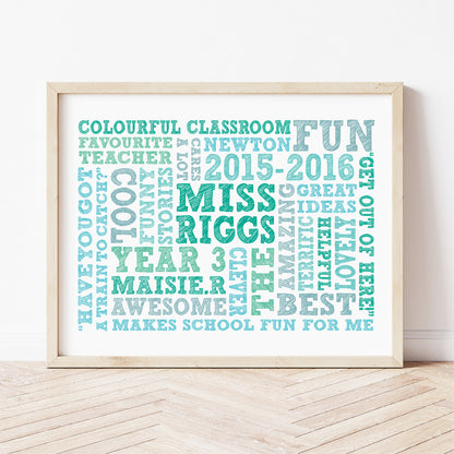 Custom Teacher Word Art Print