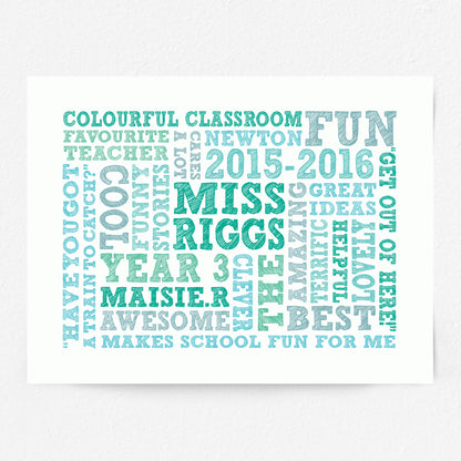 Custom Teacher Word Art Print