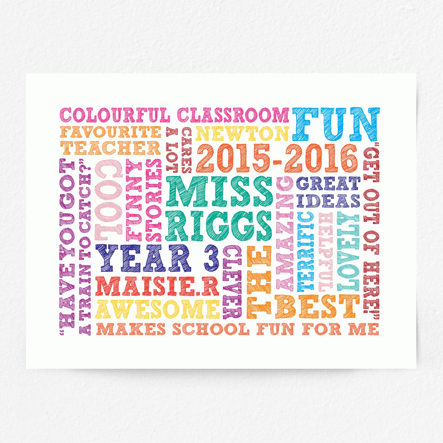 Custom Teacher Word Art Print