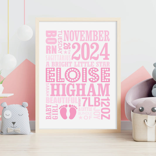 Custom Baby Print - Girl Name in Lights