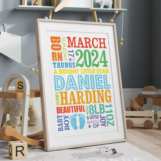 Custom Baby Print - Boy Name in Lights