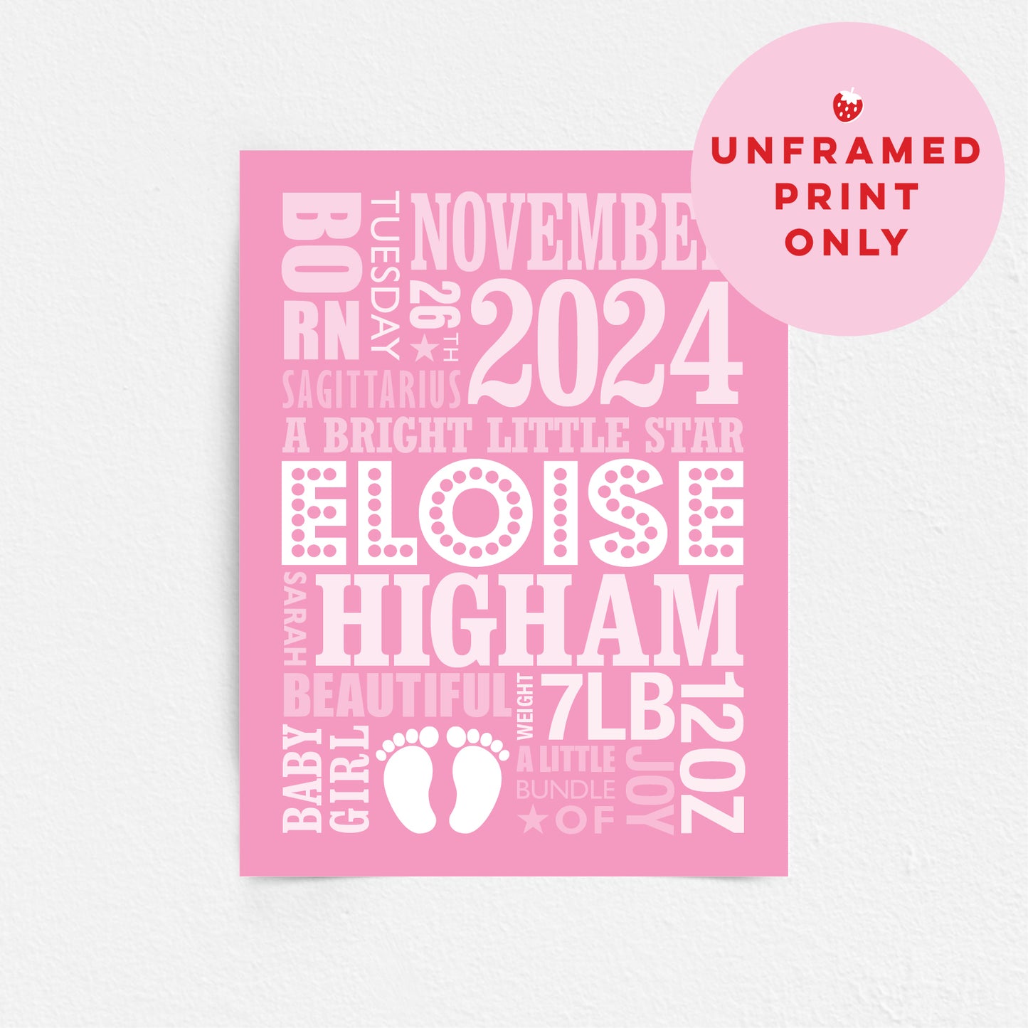 Custom Baby Print - Girl Name in Lights
