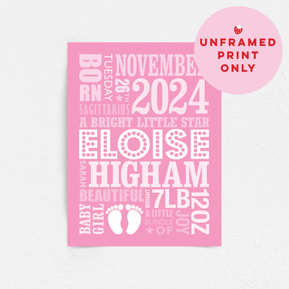 Custom Baby Print - Girl Name in Lights