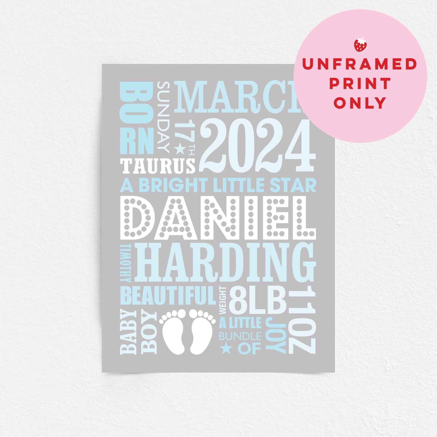 Custom Baby Print - Boy Name in Lights