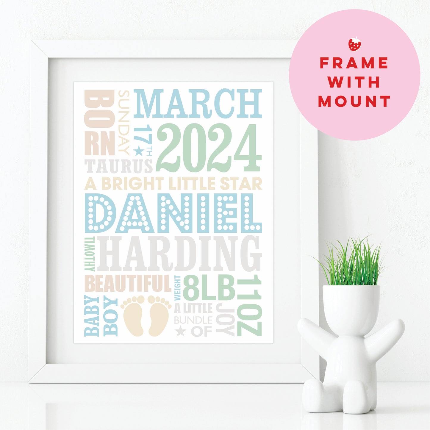 Custom Baby Print - Boy Name in Lights