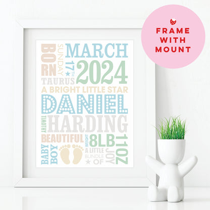Custom Baby Print - Boy Name in Lights