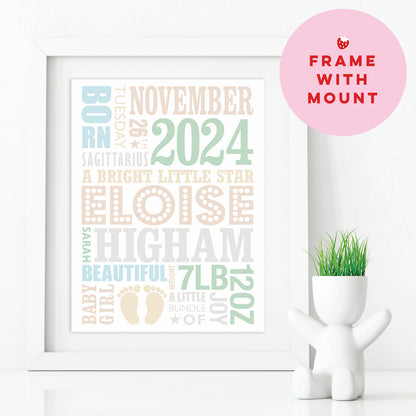 Custom Baby Print - Girl Name in Lights
