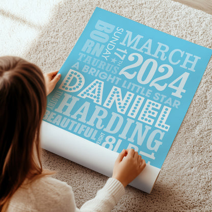 Custom Baby Print - Boy Name in Lights