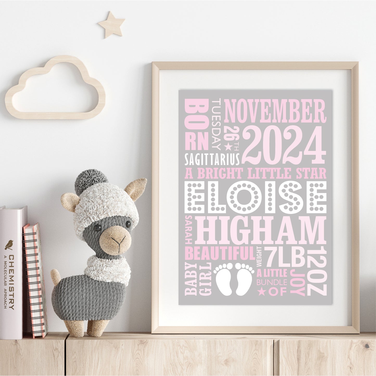 Custom Baby Print - Girl Name in Lights