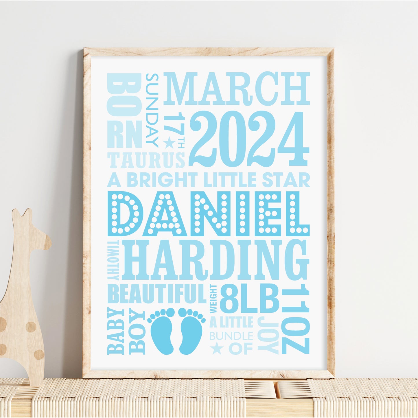 Custom Baby Print - Boy Name in Lights