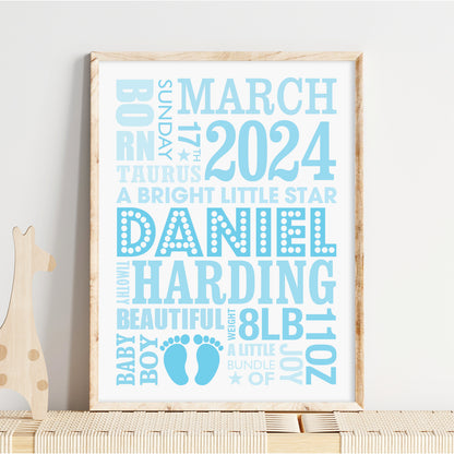 Custom Baby Print - Boy Name in Lights