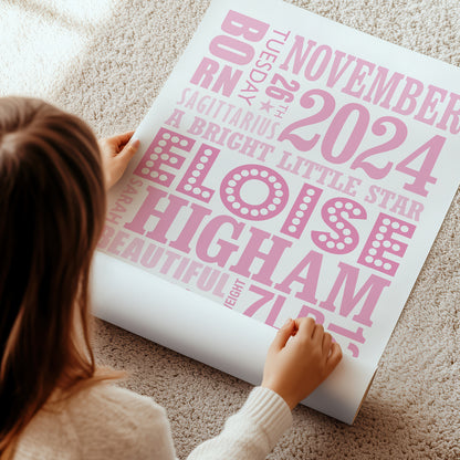 Custom Baby Print - Girl Name in Lights