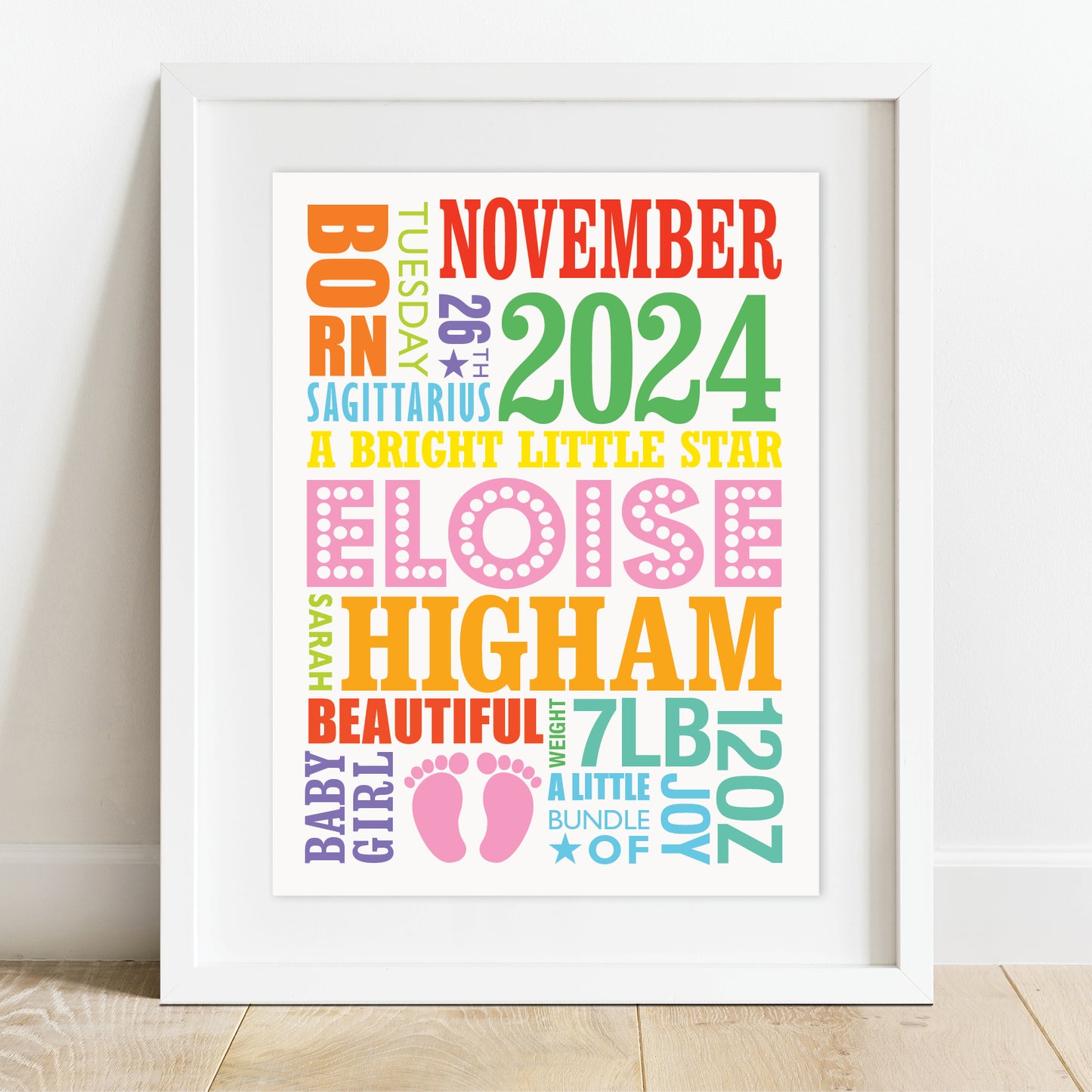 Custom Baby Print - Girl Name in Lights