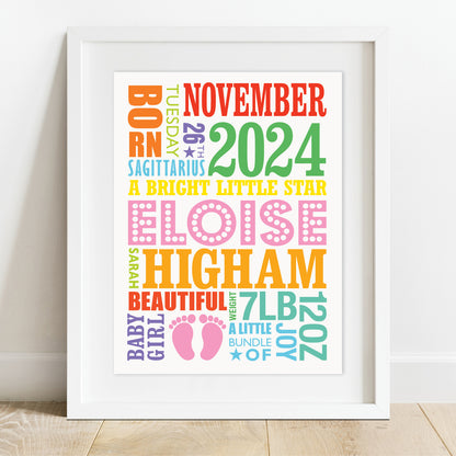 Custom Baby Print - Girl Name in Lights