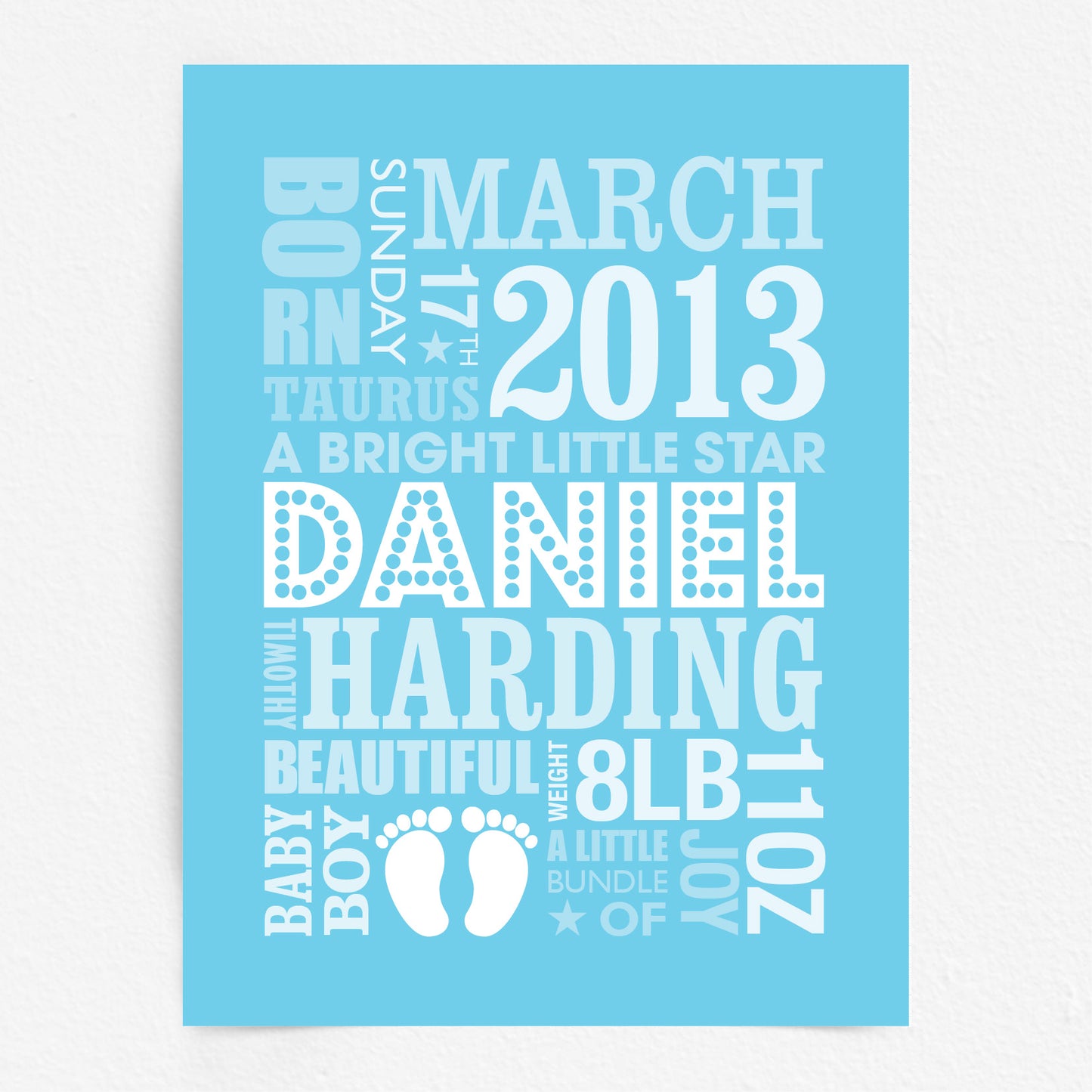Custom Baby Print - Boy Name in Lights