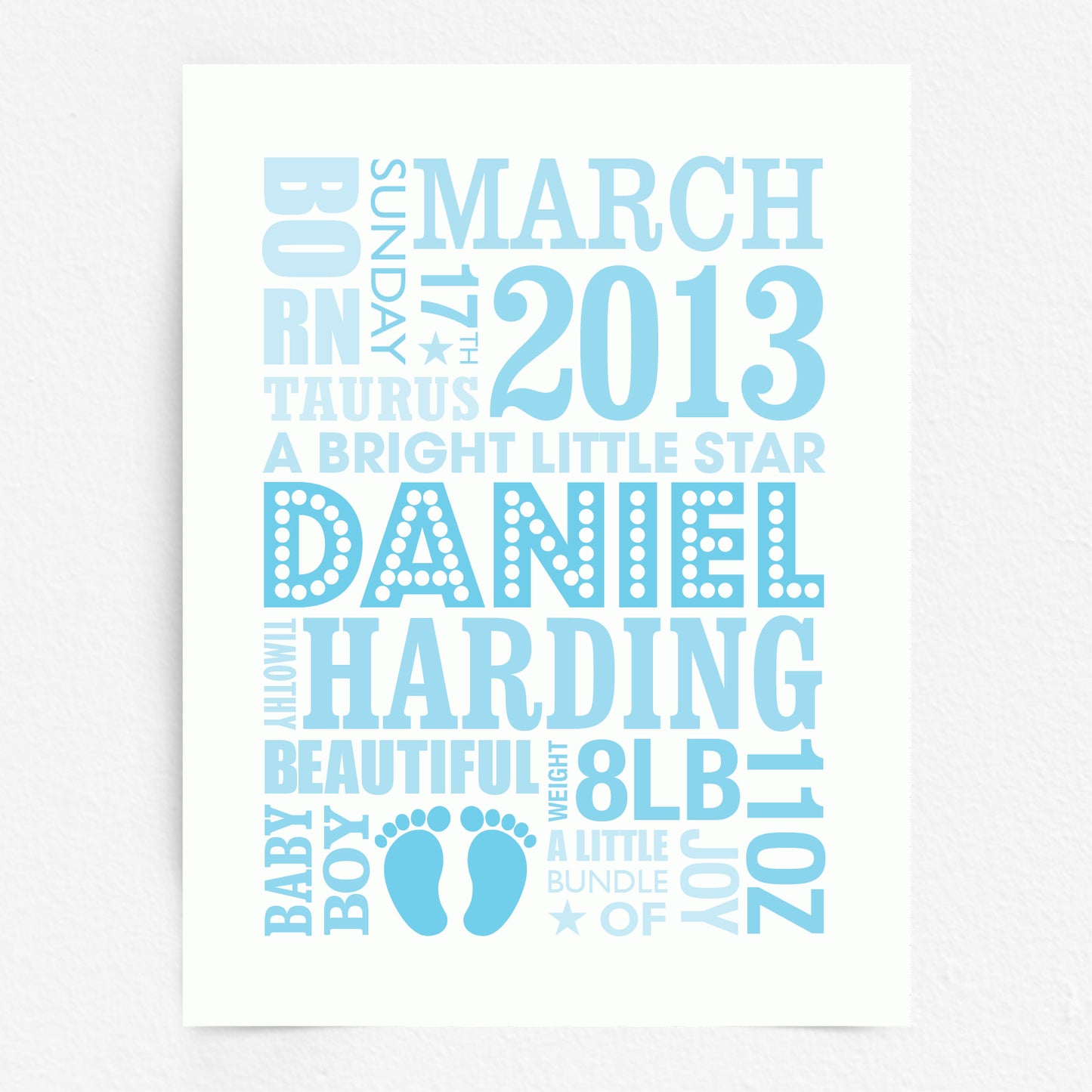Custom Baby Print - Boy Name in Lights