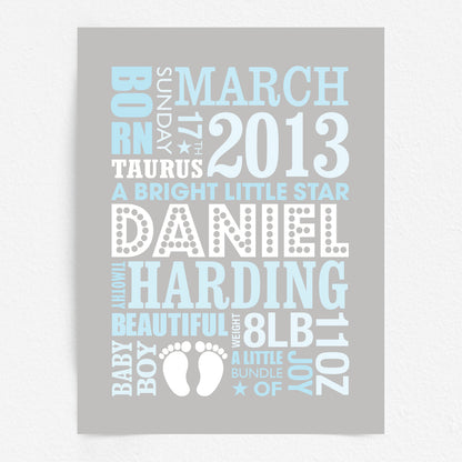 Custom Baby Print - Boy Name in Lights