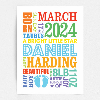Custom Baby Print - Boy Name in Lights